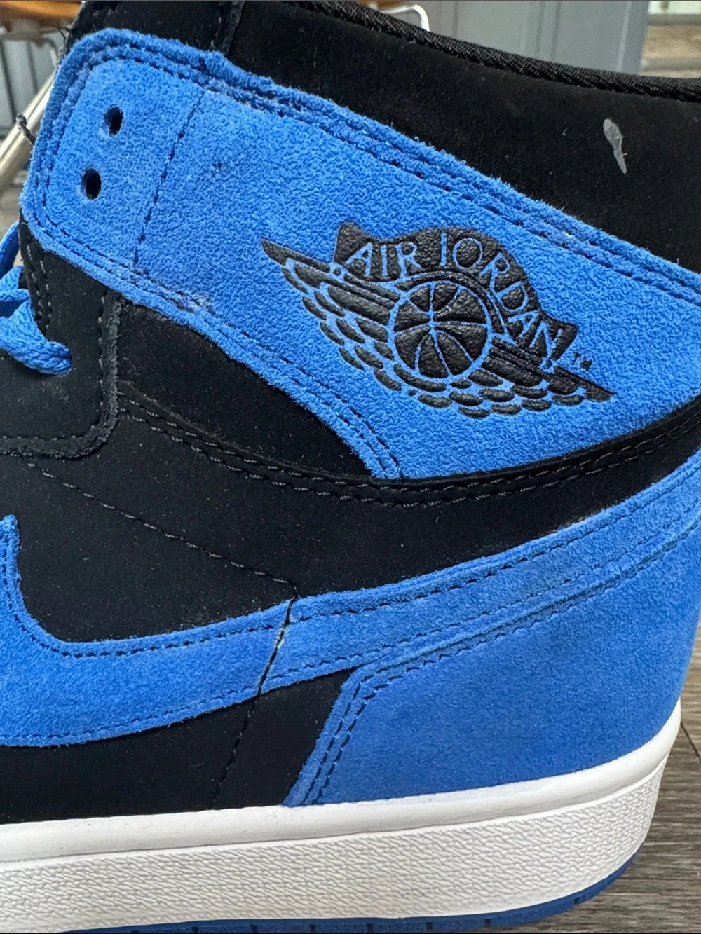Jordans Blue and Black High-Top Sneakers